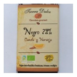 Chocolate negro 72% cacao ecológico con canela y naranja 100 g tierra dulce