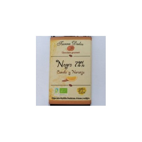 Chocolate negro 72% cacao ecológico con canela y naranja 100 g tierra dulce
