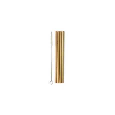 4 pajitas de bambú + 1 limpiador humble