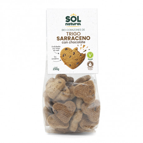 Corazones de trigo sarraceno con chocolate bio 250 g sol natural