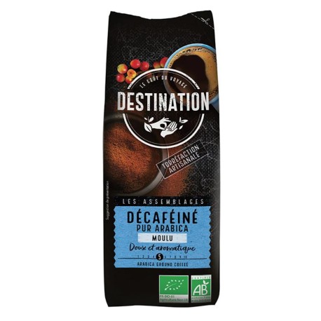 Cafe molido descafeinado suave 100 % arabica bio 250 g destination