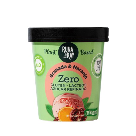 Helado ecológico con base vegetal de granada y naranja 130 ml runakay