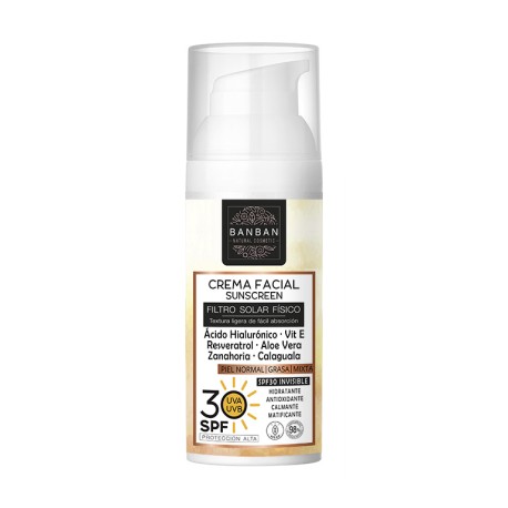 Crema facial solar spf 30 piel normal mixta grasa 50 ml banban
