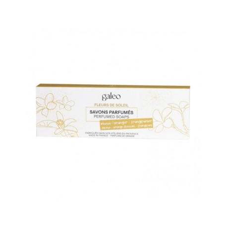 Caja 3 jabones pastilla perfumadas fleurs de soleil galeo
