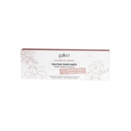 Caja 3 jabones pastilla perfumadas fleurs de jardín galeo