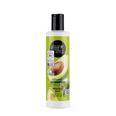 Champu para cabello dañado aguacate y oliva 280 ml organic shop