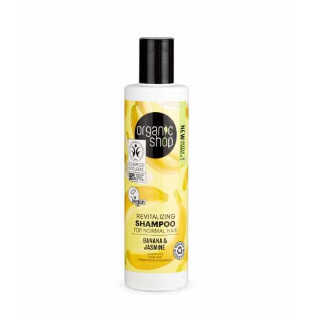 Champu para cabello normal platano y jazmin 280 ml organic shop