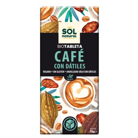 Tableta de chocolate de cafe con datil 70 g sol natural