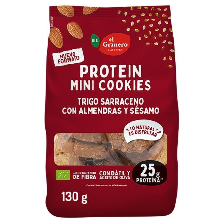 Galletas cookies protein almendra y sésamo bio 130 g el granero integral