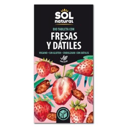 Tableta de chocolate con fresas endulzada con dátiles bio sol natural